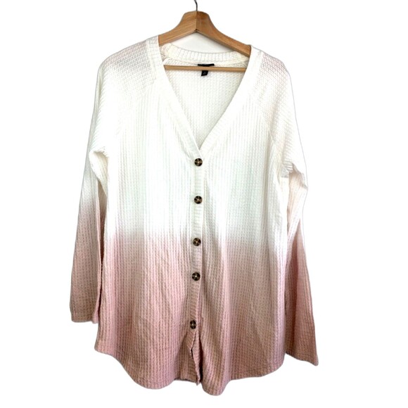 Torrid Women’s Blush Dip-Dye Brushed Waffle Knit Tunic Blouse Pullover Size 0 - Picture 2 of 10